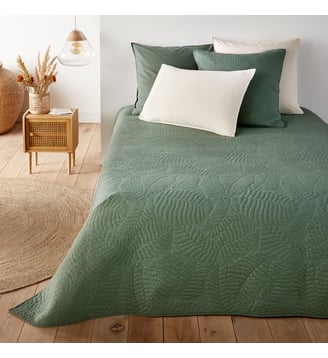 Couvre lit boutis matelassé coton Tropical - La Redoute Interieurs - Vert
