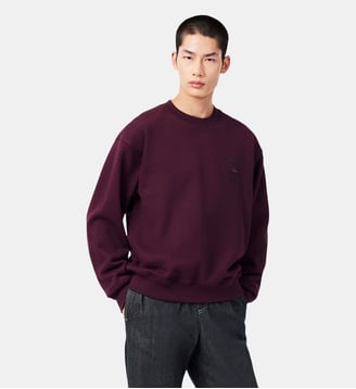 Sweatshirt col rond molleton brodé - Lacoste - Marron