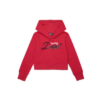 Sweat à capuche avec logo - Diesel Kids - Rose fraise