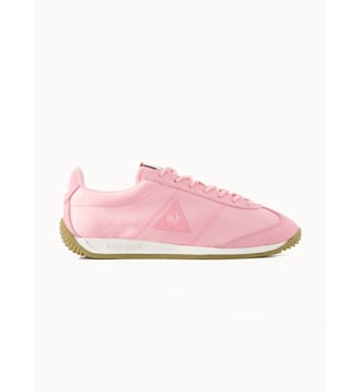 Sneakers retro-running en textile satin et nubuck Quartz - Le Coq Sportif - Veiled pink