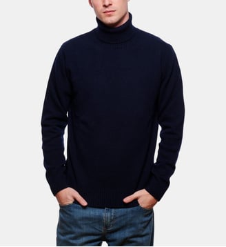 Pull col roulé marine en laine et cachemire - Atelier Privé - Marine