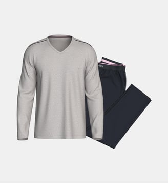 Pyjama long en coton - Eden Park - Bleu et rose