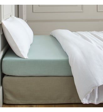 Drap Housse  100% coton uni à effet chiné - Madura - Vert