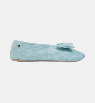 Chaussons ballerines velours félin et noeud-Léopard-41/42 - Isotoner - Vert d'eau