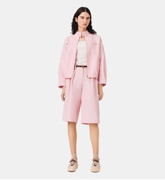 Blouson bomber en lin mélangé - Maje - Rose