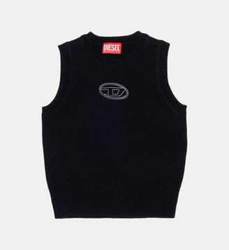 Gilet en maille avec logo - Diesel Kids - Noir