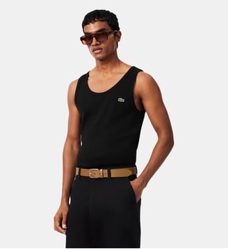 Débardeur slim fit coton côtelé - Lacoste - Noir