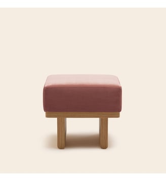 Tabouret ANCA  Bois et velours lumineux - Madura - Velours pêche rosé