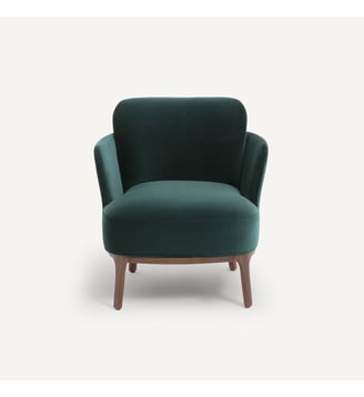 Fauteuil pied noyer massif et velours - AM.PM - Vert anglais