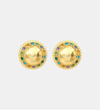 Boucles d'oreilles clip  rond  - Gloria - Satellite - Vert