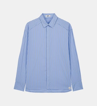 Chemise mixte en popeline Duffy stripe - Jott - Bleu celeste raye
