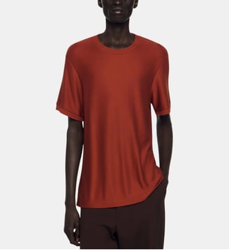 T-shirt effet piqué - Sandro - Terracotta