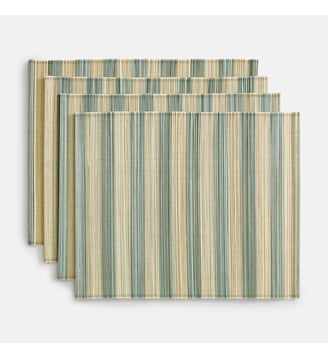 Lot de 4 sets de table, en bambou, rayés - La Redoute Interieurs - Rayé bleu