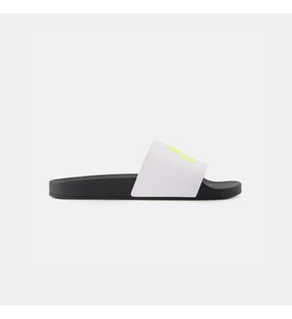 Mules piscine griffées mixte - Le Coq Sportif - Blanc et jaune