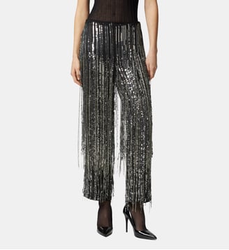 Pantalon élégant à franges et à paillettes - Pinko - Multicolore