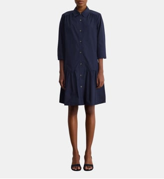 Robe chemise volantée en coton - AMARA - Pablo - Encre
