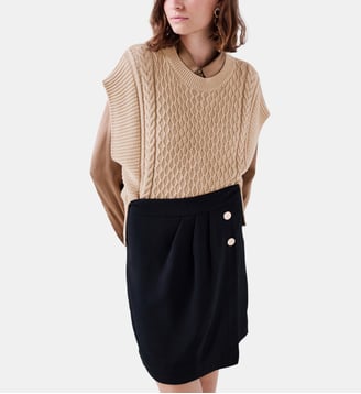 Pull mrudy - Motif uni - Coupe droite - Caroll - Sable