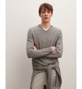 Pull col V Louis - Bompard - Gris meteorite