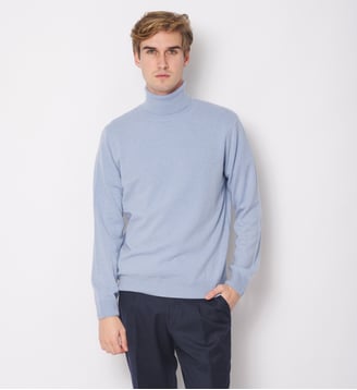Pull Col roulé 100% Cachemire Ciel - Atelier Privé - Bleu ciel