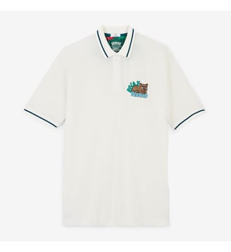 Polo piqué Funky Animals manches courtes en coton - Serge Blanco - Beige