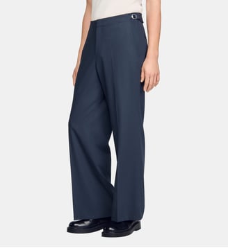 Pantalon large en laine à boucles - Sandro - Dark grey