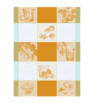 Torchon Confitures Carreaux 100% coton - Le Jacquard Francais - Jaune soleil