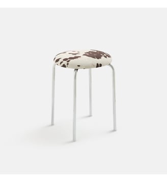 Tabouret, en chrome et tissu velours imprimé vache - La Redoute Interieurs - Imprimé vache