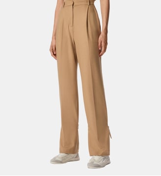 Pantalon wide leg avec pattes de serrage - Pinko - Cammello mocaccino
