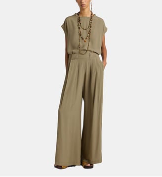 Pantalon aspen en acétate de soie uni - Momonì - Bleu