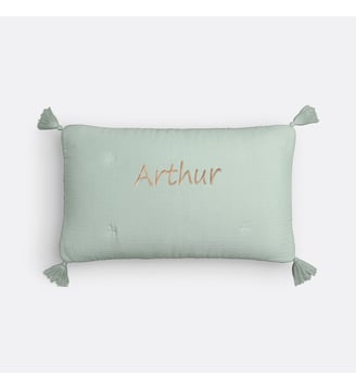 Housse coussin gaze de coton personnalisée Kumla - La Redoute Interieurs - Vert de gris