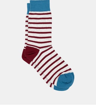 Chaussettes en coton peigné à rayures larges - Billybelt - Gris et rouge