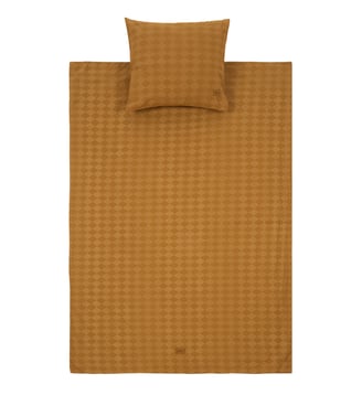 Parure de lit enfant en coton lavé Vibes - Nobodinoz - Mustard harlequin