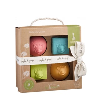 Set 2 balles + 2 cubes So'pure Sophie la girafe - Vulli - Multicolore