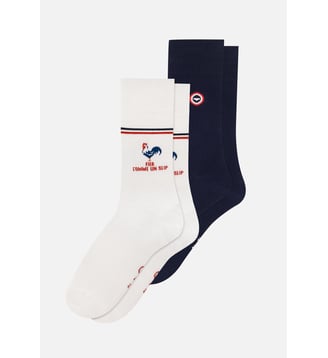 Lot de 2 chaussettes en coton - Le Slip Francais - Blanc et bleu
