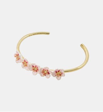 Bracelet jonc mini fleurs blanches de cerisier - Les Néréides - Rose