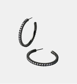 Créoles moyennes ornées de cristaux avec finition gunmetal - Aristocrazy - Argenté