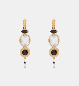 Boucles d'oreilles dormeuses pendantes   - Fujita - Satellite - Blanc