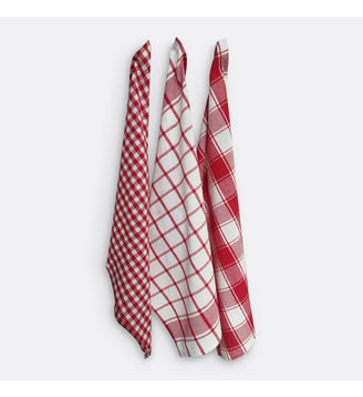 Lot de 3 torchons coton, Jenjla - So'Home - Rouge