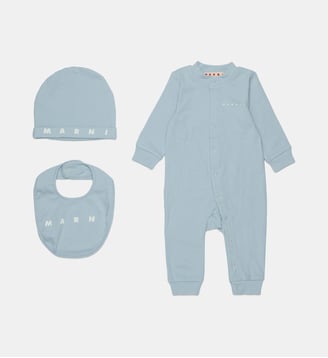 Ensemble pour nouveau-né en coton avec logo - Marni - Bluette légère
