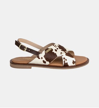Sandales plates Doapo - Les Tropeziennes par M. Belarbi - Marron et blanc