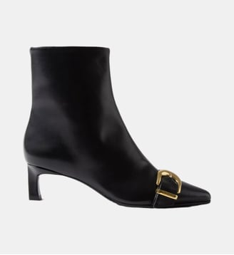 Bottines cuir boucle dorée - Claudie Pierlot - Noir