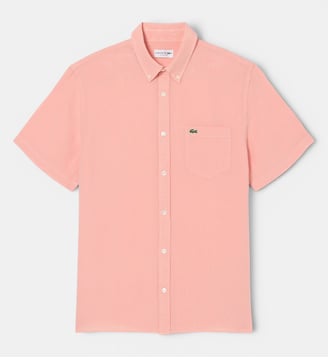 Chemise manches courtes en lin - Lacoste - Rose