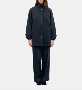 Manteau droit à col montant - AVRY - Gerard Darel - Anthracite