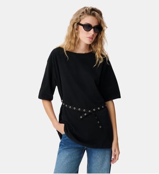 Tee-shirt mi-long avec ceinture amovible Ikks