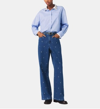 Jean large à strass - Maje - Bleu