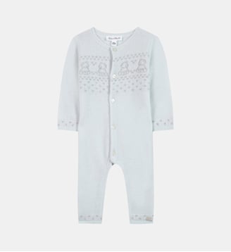 Combinaison longue -  laine col rond broderie - Tartine Et Chocolat - Bleu ciel