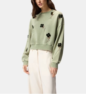 Sweat-shirt avec fleurs bijou - Pinko - Vert