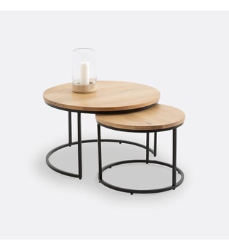 Lot de 2 tables basses gigognes en chêne - La Redoute Interieurs - Chêne