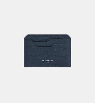 Porte cartes Gaston en cuir grain croisé - Le Tanneur - Bleu foncé