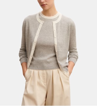 Cardigan slim en cachemire - Bompard - Gris et écru